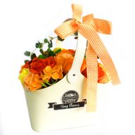 Cesta ramo de flores jabón - naranja