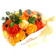 Cesta ramo de flores jabón - naranja