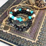Hamsa de oro / piedra blanca - pulsera de piedras preciosas