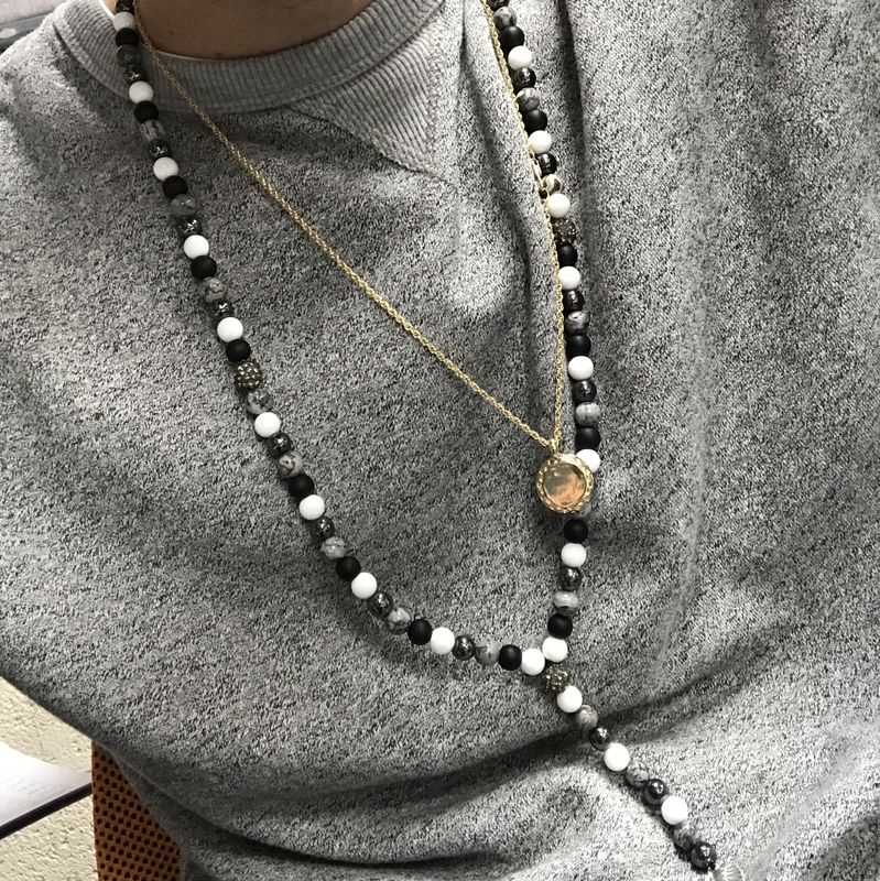 Buda / piedra negra - collar de piedras preciosas