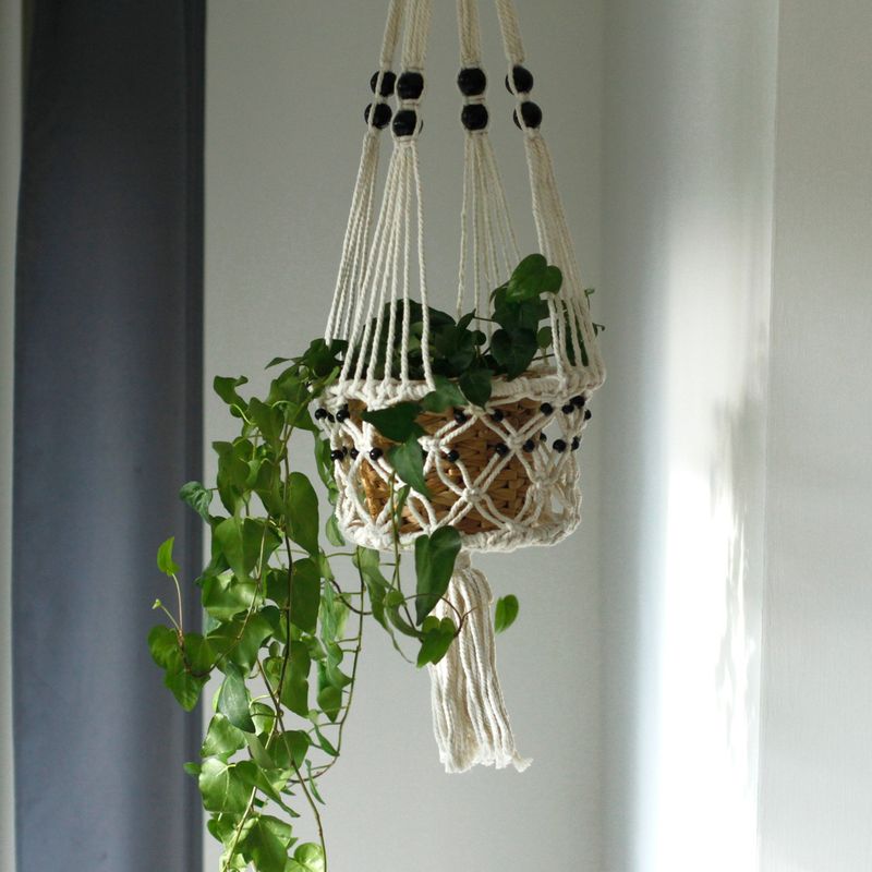 Macetero de Macrame - Gran con Cuentas