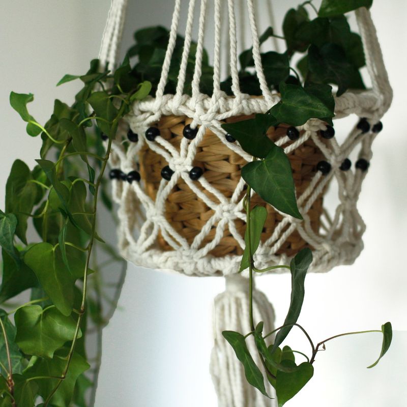 Macetero de Macrame - Gran con Cuentas