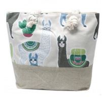 Bolso shopper con asa de cuerda - Llamas
