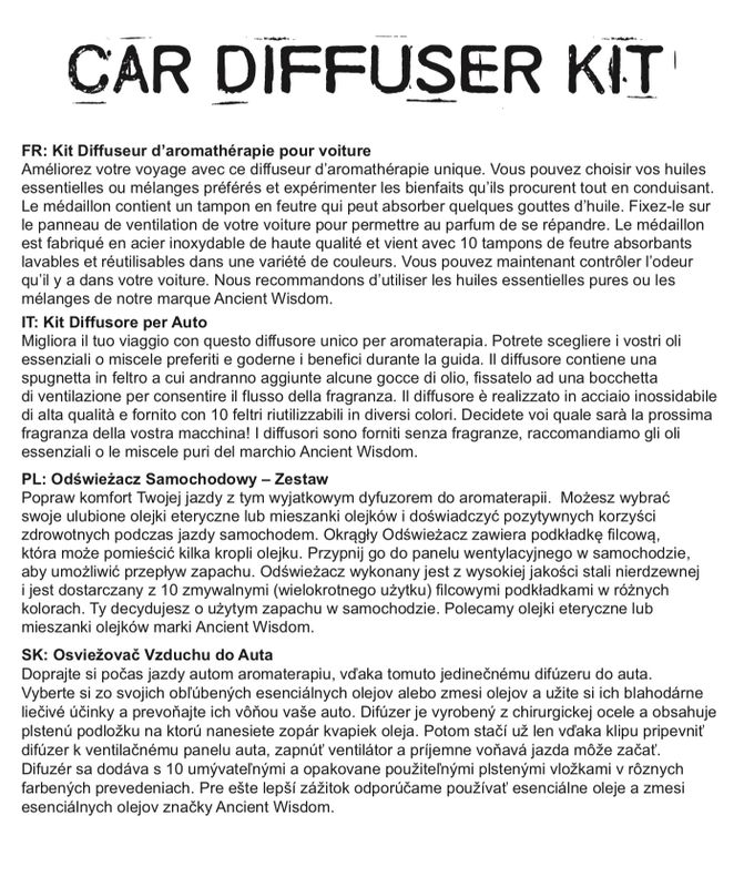 Kit difusor para coche - Estaño yoga chakra - 30mm
