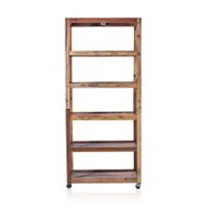 Expositor de seis repisas con ruedas - Madera reciclada
