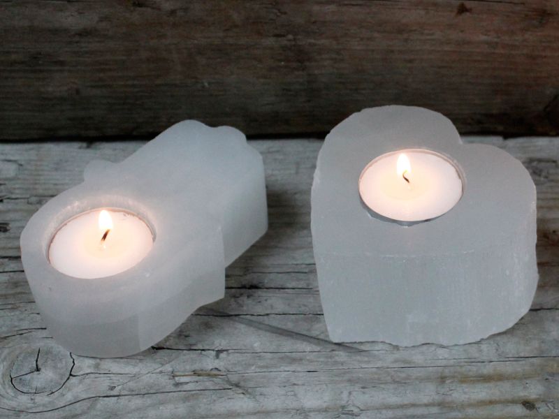 Candelero Selenite corazón