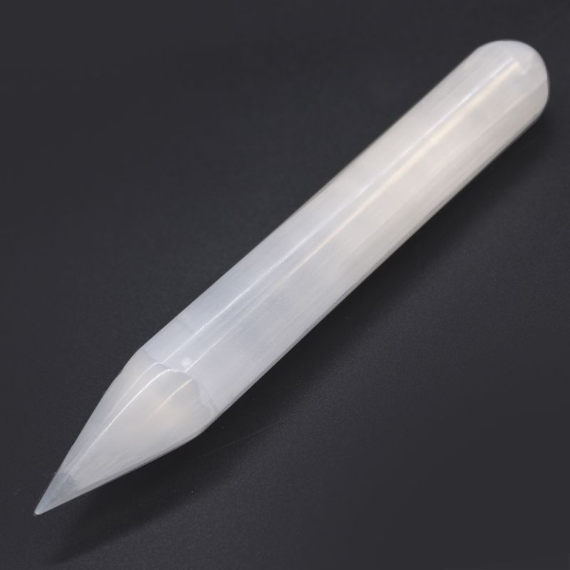 Varita de selenita - 16 cm (Ambos extremos punta)