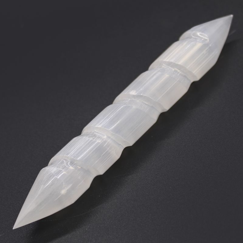Varita Espiral de Selenita - 16 cm (Ambos extremos punta)