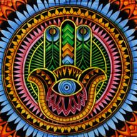 Arte de Pared de Algodón - Hamsa