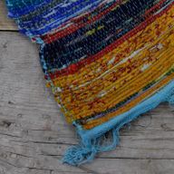 Alfombra de trapo de lujo de 153 x 90 cm - Azul
