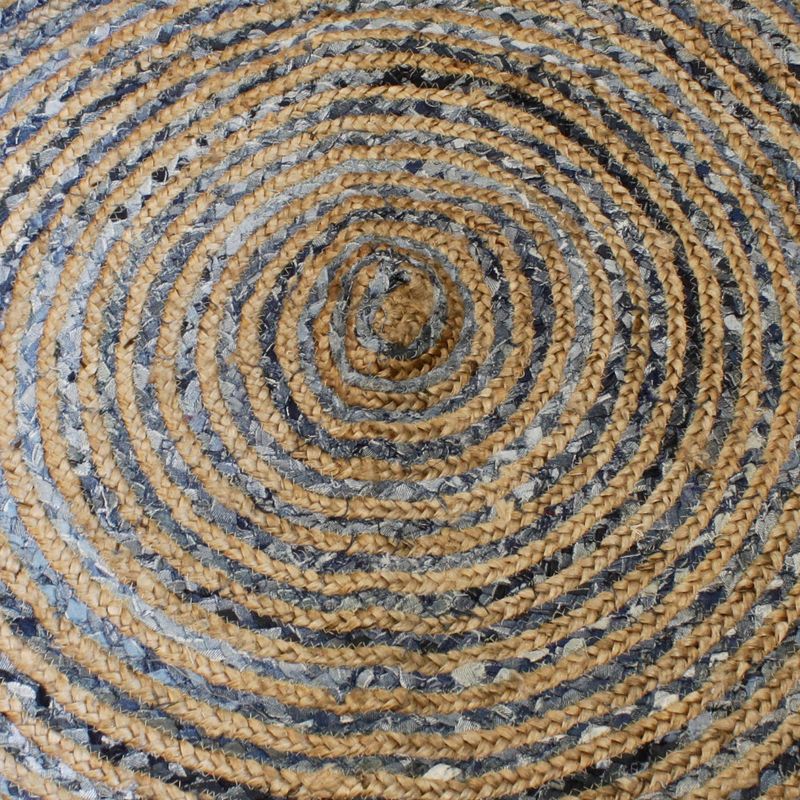 Alfombra Redonda de Yute y Reciclaje de Mezclilla -  90 cm