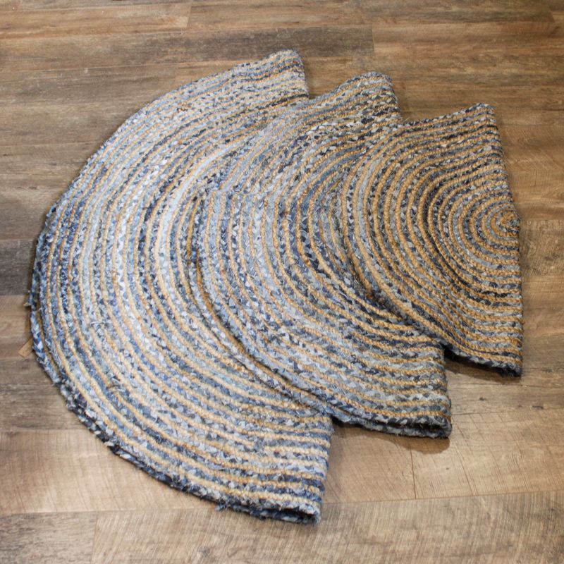 Alfombra Redonda de Yute y Reciclaje de Mezclilla -  90 cm