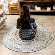Alfombra Redonda de Yute y Reciclaje de Mezclilla - 150 cm