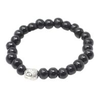 Cuentas de madera oscura y brazalete Buddah