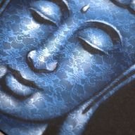 Cuadro de Buda - Detalle de Brocado en Azul