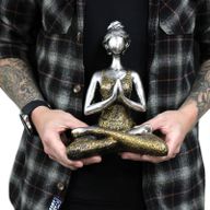 Yoga Lady Figure -  Bronze & Turqoise 24cm