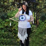 Atrapasueños - Lrg Macramé Mal de Ojo Azul / Blanco / Negro