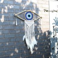 Atrapasueños - Lrg Macramé Ojo Blanco / Gris / Marrón