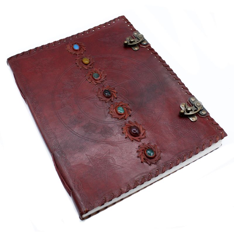 Libro Grande de Cuero de los 7 Chakras - 10x13