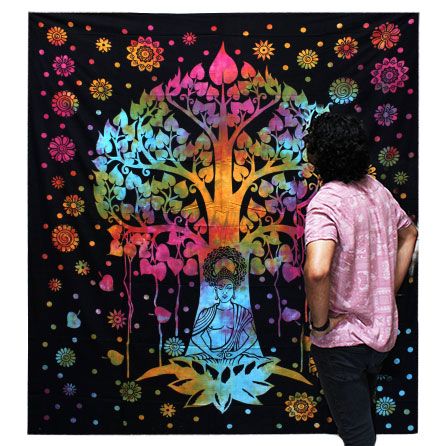 Colcha Algodón Individual + Tapiz - Árbol Bodhi