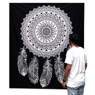Colcha Algodón Doble B&N + Tapiz - Atrapasueños
