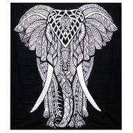 Colcha Doble Algodón B&N + Tapiz - Elefante