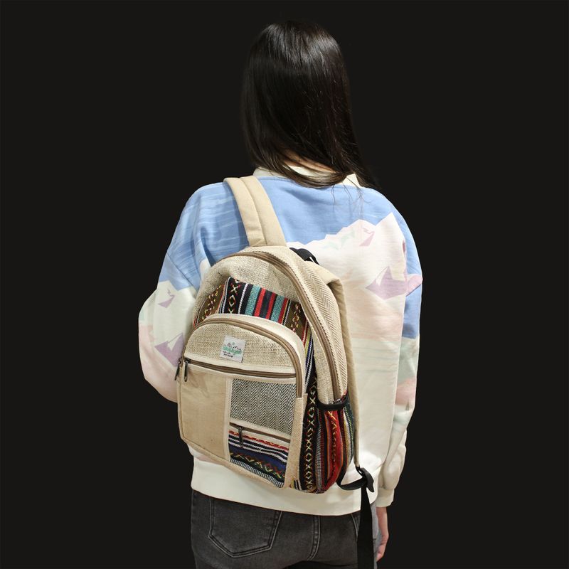 Mochila pequeña de cáñamo - Estilo Zig Zag Zips