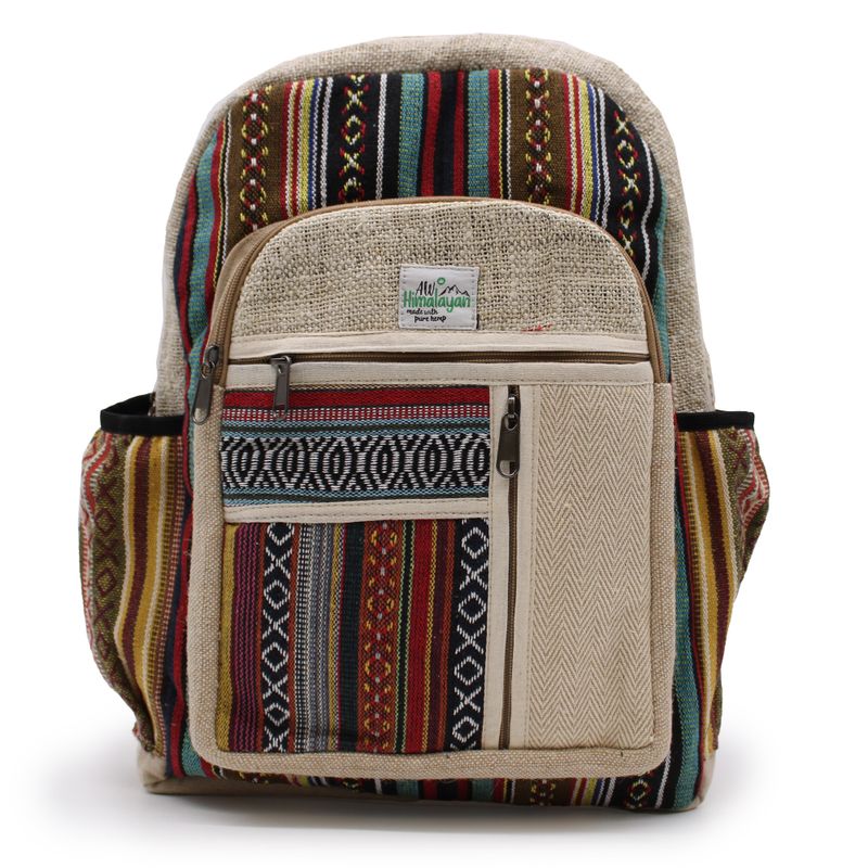 Mochila grande de cáñamo - Estilo cremalleras rectas