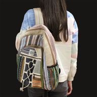 Mochila grande de cáñamo - Estilo cuerda y bolsillos
