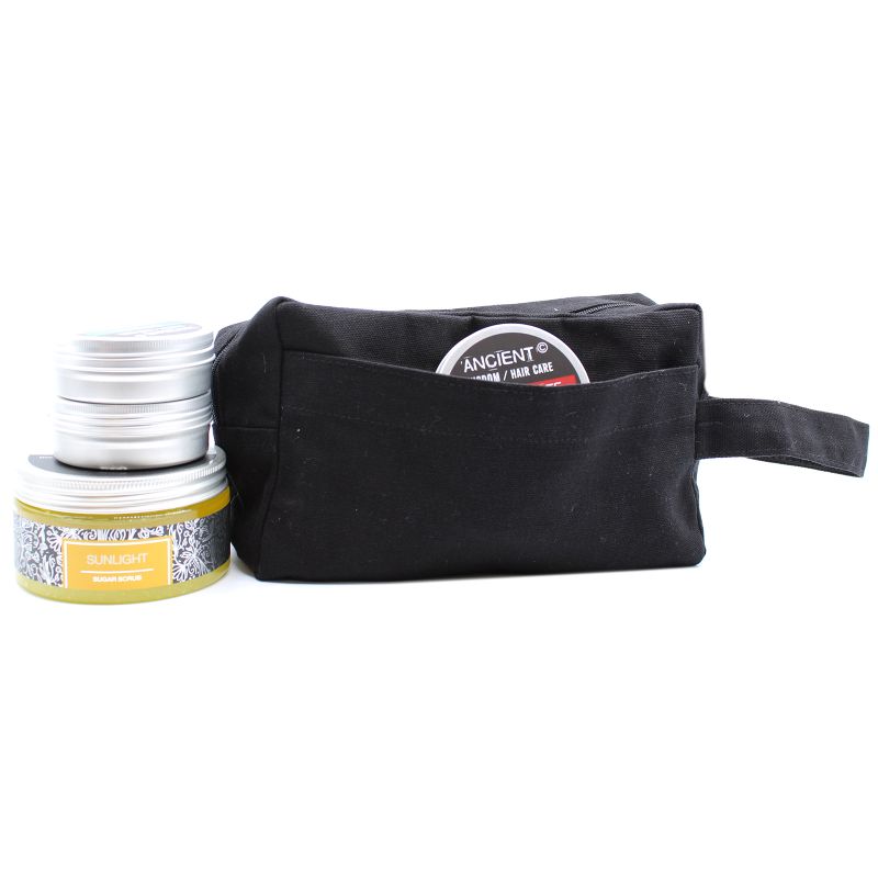 Neceser de algodón negro 10 oz - cuadrado clasico