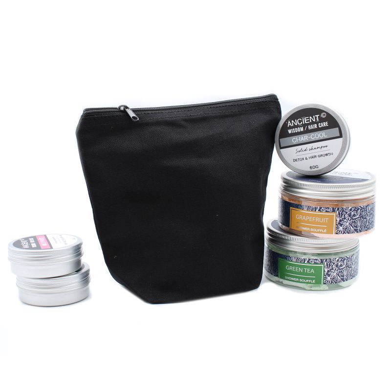 Neceser de algodón negro 10 oz - bolso mediano