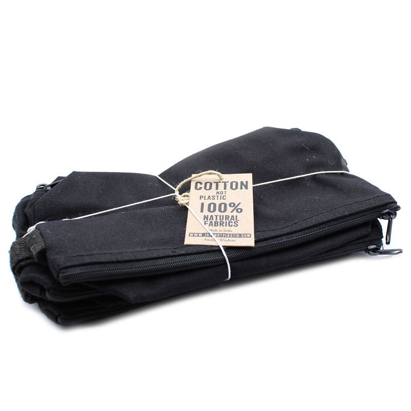 Neceser de algodón negro 10 oz - correa de mano