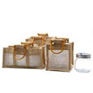 Bolsa de Regalo con Ventana de Yute Puro y Algodón - 3 Ventanas