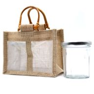 Bolsa de Regalo con Ventana de Yute Puro y Algodón - 2 Ventanas