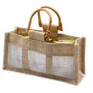 Bolsa de Regalo con Ventana de Yute Puro y Algodón - 3 Ventanas