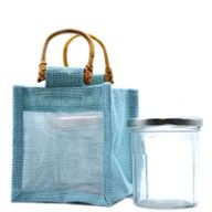 Bolsa de regalo con ventana de algodón y yute puro - 1 Venana