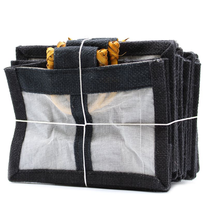 Bolsa de Regalo con Ventana de Yute Puro y Algodón - 2 Ventanas en Negro