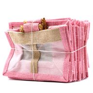 Bolsa de regalo de yute puro y algodón - 2 Ventanas en Rosa & Yute