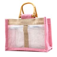 Bolsa de regalo de yute puro y algodón - 2 Ventanas en Rosa & Yute