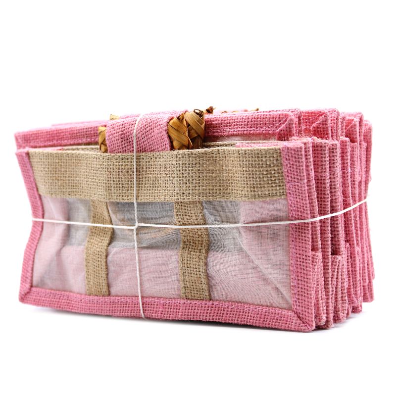 Bolsa de regalo de yute y algodón con 3 Ventanas en Rosa & Yute