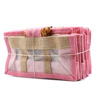 Bolsa de regalo de yute y algodón con 3 Ventanas en Rosa & Yute