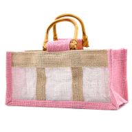Bolsa de regalo de yute y algodón con 3 Ventanas en Rosa & Yute