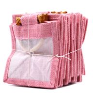Bolsa de regalo de yute puro y algodón con ventana - 1 Ventana en Rosa