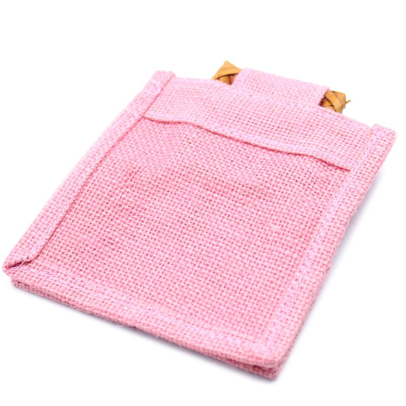 Bolsa de regalo de yute puro y algodón con ventana - 1 Ventana en Rosa
