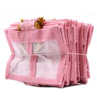 Bolsa de regalo de yute puro y algodón con ventana - 2 Ventanas en Rosa