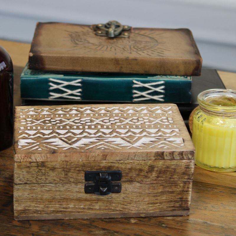 Caja de Madera Blanca - 6x4 Pastillero Diseño Eslavo