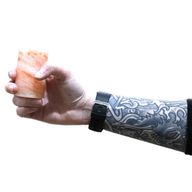 Juego de 4 vasos de chupito de sal del Himalaya y soporte de madera para servir