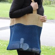 Bolsa de Malla de Yute Suave Puro y Algodón- Negro