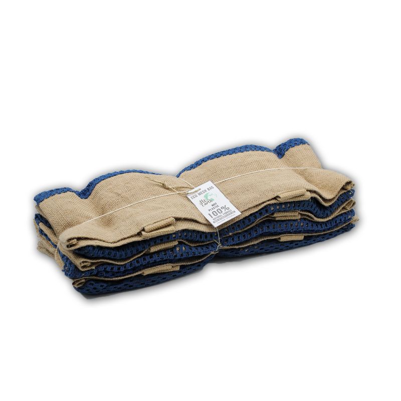 Bolsa de Malla de Yute Suave Puro y Algodón- Denim