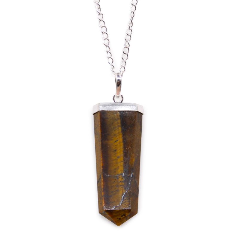 Colgante plano de piedras preciosas - Ojo de tigre